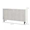 HOMCOM Kitchen Sideboard Storage Cabinet for Living Room with Adjustable Shelves 4 Doors and Pine Wood Legs White - 3