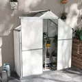 Outsunny 6 x 2.5ft Polycarbonate Greenhouse Walk-In Green House with Rain Gutter, Sliding Door, Window, Foundation, Silver - 2