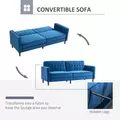 HOMCOM Velvet-Feel Three-Seater Sofa Bed - Blue - 4