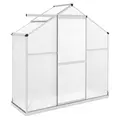Outsunny 6 x 2.5ft Polycarbonate Greenhouse Walk-In Green House with Rain Gutter, Sliding Door, Window, Foundation, Silver - 1