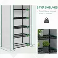 Outsunny 5 Tier Widened Mini Greenhouse with Reinforced PE Cover, Portable Indoor Outdoor Green House with Roll-up Door and Wire Shelves, 90 x 49 x 193cm, White - 5