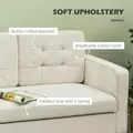 HOMCOM Modern Loveseat Sofa, Compact 2 Seater Sofa with Hidden Storage, 117cm Tufted Cotton Couch with Wood Legs, Cream White - 5