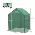 Outsunny Greenhouse Cover Replacement Walk-in PE Hot House Cover with Roll-up Door and Windows, 140 x 143 x 190cm, Green - 3