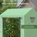 Outsunny Greenhouse, Walk-in Garden Grow House with Roll-up Door and Mesh Windows, 200 x 140 x 200cm, Green - 6