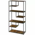 HOMCOM Industrial Bookcase Shelf, 6 Tier Metal Shelving, Storage Shelves for Living Room, Home Office, Bedroom, Rustic Brown - 2