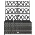 Outsunny 33L Garden PE Rattan Planter with Trellis, Free Standing Flower Raised Bed for Garden, Garden Planter for Climbing Plants, 84cm x 30cm x 107cm, Light Grey - 1