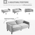 HOMCOM Modern Convertible Sofa Futon Velvet-Touch Tufted Couch Compact Loveseat with Adjustable Split Back, Light Grey - 5