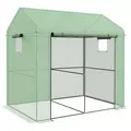 Outsunny Greenhouse, Walk-in Garden Grow House with Roll-up Door and Mesh Windows, 200 x 140 x 200cm, Green - 1