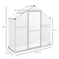 Outsunny 6 x 2.5ft Polycarbonate Greenhouse Walk-In Green House with Rain Gutter, Sliding Door, Window, Foundation, Silver - 3