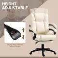 Vinsetto PU Leather Office Chair, Swivel Computer Chair with Footrest, Wheels, Adjustable Height, Cream White - 4