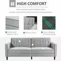 HOMCOM Modern Convertible Sofa Futon Velvet-Touch Tufted Couch Compact Loveseat with Adjustable Split Back, Light Grey - 6