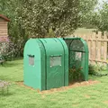 Outsunny Tomato Greenhouse, Garden Growhouse with 2 Roll-up Doors and 4 Mesh Windows, Portable Indoor Outdoor Green House, 185 x 94 x 150cm, Green - 2