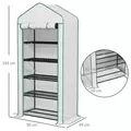 Outsunny 5 Tier Widened Mini Greenhouse with Reinforced PE Cover, Portable Indoor Outdoor Green House with Roll-up Door and Wire Shelves, 90 x 49 x 193cm, White - 3