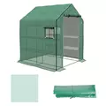 Outsunny Greenhouse Cover Replacement Walk-in PE Hot House Cover with Roll-up Door and Windows, 140 x 143 x 190cm, Green - 1