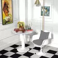 HOMCOM Small 2-Person Dining Table, Elegant Design Table with Steel Base and Non-slip Foot Pad, White and Grey - 8