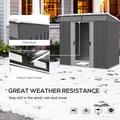 Outsunny 6.5 x 4FT Galvanised Metal Shed with Foundation Kit, Lockable Tool Garden Shed with Double Sliding Doors, Vents, Grey - 7