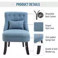 HOMCOM Tub Chair, Armless Single Sofa, Modern Button Tufted Armchair, Upholstered Linen Fabric Longue Accent Chair for Living Room, Bedroom, Set of 2, Blue - 4