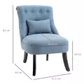 HOMCOM Tub Chair, Armless Single Sofa, Modern Button Tufted Armchair, Upholstered Linen Fabric Longue Accent Chair for Living Room, Bedroom, Set of 2, Blue - 3