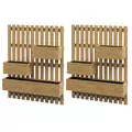 Outsunny Set of 2 Wall-mounted Wooden Garden Planters with Trellis, Drainage Holes and Movable Planter Boxes, Wall Raised Garden Bed for Patio, Carbonised - 1