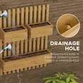 Outsunny Set of 2 Wall-mounted Wooden Garden Planters with Trellis, Drainage Holes and Movable Planter Boxes, Wall Raised Garden Bed for Patio, Carbonised - 7