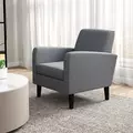 HOMCOM 2 Pieces Modern Armchairs with Rubber Wood Legs, Upholstered Accent Chairs, Single Sofa for Living Room, Bedroom, Grey - 9