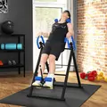 HOMCOM Gravity Inversion Table with Safety Belt Adjustable Hand Stand for Muscle Pain Relief, Blue - 2
