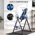 HOMCOM Gravity Inversion Table with Safety Belt Adjustable Hand Stand for Muscle Pain Relief, Blue - 4