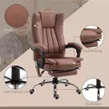 Vinsetto Office Chair with Massage and Heat, Microfibre Reclining Computer Desk Chair with Footrest and Adjustable Height, Swivel Wheels for Home Office, Brown - 7