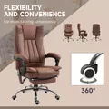 Vinsetto Office Chair with Massage and Heat, Microfibre Reclining Computer Desk Chair with Footrest and Adjustable Height, Swivel Wheels for Home Office, Brown - 5