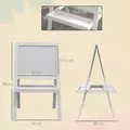 AIYAPLAY Kids Easel, Art Easel with Double Sided Whiteboard, Chalkboard, Storage, 2 in 1 Standing Easel for Toddlers 18-48 Months, White - 3