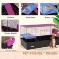 PawHut Chinchillas Small Rabbit Guinea Pig Small Animal Cage, Pet Playhouse, with Platform, Ramp, 99 x 52 x 53cm, Black - 5