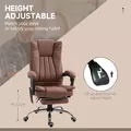 Vinsetto Office Chair with Massage and Heat, Microfibre Reclining Computer Desk Chair with Footrest and Adjustable Height, Swivel Wheels for Home Office, Brown - 4