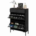 HOMCOM Three Drawer Slim Shoe Storage Cabinet, 12 Shoe Pairs - Black - 1
