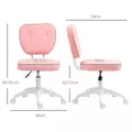 Vinsetto Vanity Office Chair, PU Leather Computer Chair for Home, with Adjustable Height, Armless, Swivel Wheels, Pink - 3