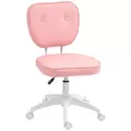 Vinsetto Vanity Office Chair, PU Leather Computer Chair for Home, with Adjustable Height, Armless, Swivel Wheels, Pink - 1