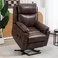 HOMCOM Faux Leather 70° Electric Riser Recliner Chair, Dark Brown - 2