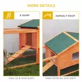 PawHut Wooden Rabbit Hutch with Run, Tray, Ramps, Asphalt Roof, 309 x 70 x 87cm, Orange - 7
