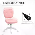 Vinsetto Vanity Office Chair, PU Leather Computer Chair for Home, with Adjustable Height, Armless, Swivel Wheels, Pink - 4