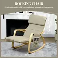 HOMCOM Rocking Lounge Chair Recliner Relaxation Lounging Relaxing Seat with Adjustable Footrest, Side Pocket and Pillow, Khaki - 4