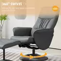 HOMCOM Swivel Recliner Chair with Footstool, PU Leather Armchair and Ottoman with High Back and Round Base for Living Room, Grey - 5