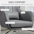HOMCOM Swivel Microfibre Accent Chair for Living Room Contemporary Vanity Armchair with Adjustable Height Thick Cushion Lumbar Support Armrest for Bedroom Office Dark Grey - 6