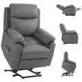 HOMCOM Faux Leather 70° Electric Riser Recliner Chair, Charcoal Grey - 1