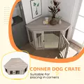 PawHut Dog Crate Furniture Side Table, with Cushion, 122 x 61 x 71cm - Walnut Brown - 5