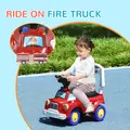 AIYAPLAY Ride On Fire Truck Foot to Floor Design with Under Seat Storage, Steering Wheel, Music, Light, for 1.5-3 Years, Red - 4