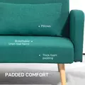 HOMCOM 2/3 Seater Sofa Bed, Convertible Bed Settee, Fabric Sofa Couch with 2 Cushions for Living Room, Guest Room, Green - 5