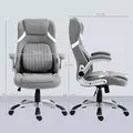 Vinsetto Linen-Look Office Chair, with Adjustable Height and Tension - Grey - 3