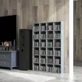 HOMCOM CD Storage Unit with Adjustable Shelves, 89 x 130.5 cm, Cement Grey - 7