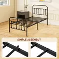 HOMCOM Single Minimalistic Metal Bed Frame - Black - 7