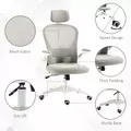 Vinsetto Multi-Adjustable Office Chair, with Lumbar Support, Headrest and Mesh Back - Grey - 7