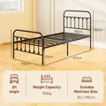 HOMCOM Single Minimalistic Metal Bed Frame - Black - 3